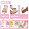 imageFlaryzone Girls Sandals Open Toe Summer Flats Dress Sandals Shoes ToddlerLittle KidFm01gold