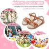 imageFlaryzone Girls Sandals Summer Flats Dress Sandals Shoes ToddlerLittle KidFr061brown