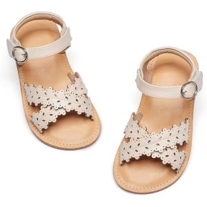 imageFlaryzone Girls Sandals Open Toe Summer Flats Dress Sandals Shoes ToddlerLittle KidFa33beige