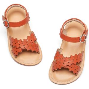 imageFlaryzone Girls Sandals Open Toe Summer Flats Dress Sandals Shoes ToddlerLittle KidFa33brown