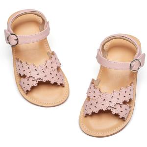 imageFlaryzone Girls Sandals Open Toe Summer Flats Dress Sandals Shoes ToddlerLittle KidFa33pink