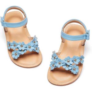 imageFlaryzone Girls Sandals Open Toe Summer Flats Dress Sandals Shoes ToddlerLittle KidFa35blue