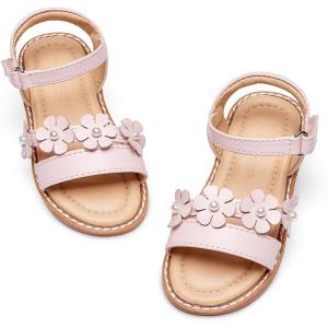 imageFlaryzone Girls Sandals Open Toe Summer Flats Dress Sandals Shoes ToddlerLittle KidFa37pink