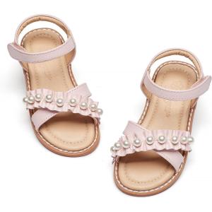 imageFlaryzone Girls Sandals Open Toe Summer Flats Dress Sandals Shoes ToddlerLittle KidFa40pink
