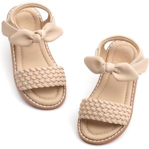 imageFlaryzone Girls Sandals Open Toe Summer Flats Dress Sandals Shoes ToddlerLittle KidFm06nude