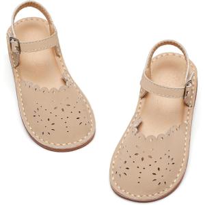 imageFlaryzone Girls Sandals Summer Flats Dress Sandals Shoes ToddlerLittle KidFa31beige