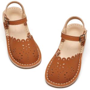 imageFlaryzone Girls Sandals Summer Flats Dress Sandals Shoes ToddlerLittle KidFa31brown