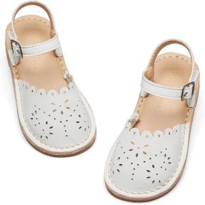 imageFlaryzone Girls Sandals Summer Flats Dress Sandals Shoes ToddlerLittle KidFa31white