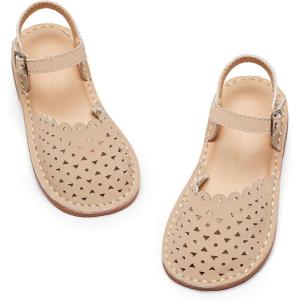 imageFlaryzone Girls Sandals Summer Flats Dress Sandals Shoes ToddlerLittle KidFa32beige