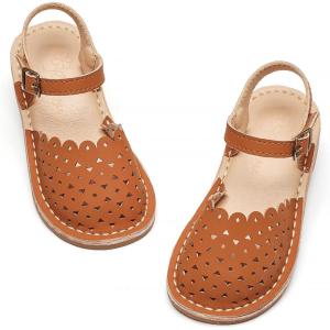 imageFlaryzone Girls Sandals Summer Flats Dress Sandals Shoes ToddlerLittle KidFa32brown