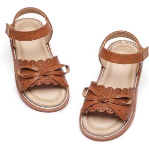 imageFlaryzone Girls Sandals Summer Flats Dress Sandals Shoes ToddlerLittle KidFa34brown