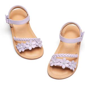 imageFlaryzone Girls Sandals Summer Flats Dress Sandals Shoes ToddlerLittle KidFa39purple