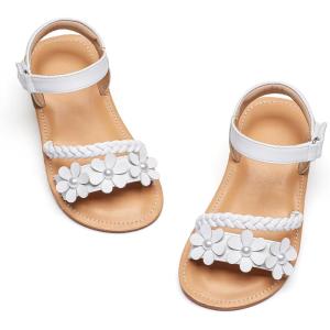 imageFlaryzone Girls Sandals Summer Flats Dress Sandals Shoes ToddlerLittle KidFa39white