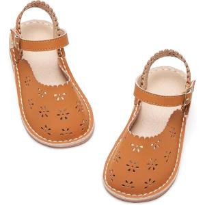 imageFlaryzone Girls Sandals Summer Flats Dress Sandals Shoes ToddlerLittle KidFa52brown