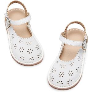 imageFlaryzone Girls Sandals Summer Flats Dress Sandals Shoes ToddlerLittle KidFa52white