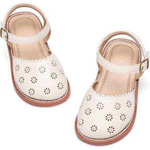 imageFlaryzone Girls Sandals Summer Flats Dress Sandals Shoes ToddlerLittle KidFa53beige