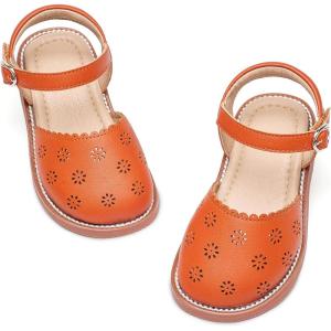 imageFlaryzone Girls Sandals Summer Flats Dress Sandals Shoes ToddlerLittle KidFa53brown