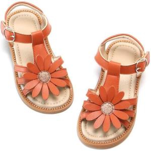 imageFlaryzone Girls Sandals Summer Flats Dress Sandals Shoes ToddlerLittle KidFr31brown