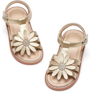 imageFlaryzone Girls Sandals Summer Flats Dress Sandals Shoes ToddlerLittle KidFr31gold
