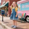imageFlaryzone Girls Sandals Closed Toe Summer Flats Dress Sandals Shoes ToddlerLittle KidFa36blue