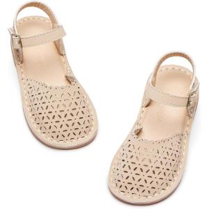 imageFlaryzone Girls Sandals Closed Toe Summer Flats Dress Sandals Shoes ToddlerLittle Kid081beige