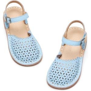 imageFlaryzone Girls Sandals Closed Toe Summer Flats Dress Sandals Shoes ToddlerLittle Kid081blue