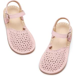 imageFlaryzone Girls Sandals Closed Toe Summer Flats Dress Sandals Shoes ToddlerLittle Kid081pink
