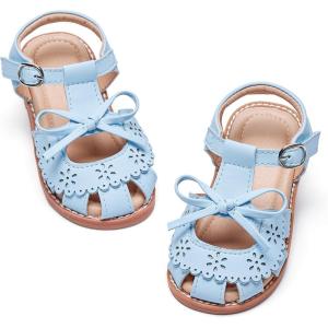 imageFlaryzone Girls Sandals Closed Toe Summer Flats Dress Sandals Shoes ToddlerLittle KidFa36blue