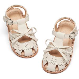 imageFlaryzone Girls Sandals Closed Toe Summer Flats Dress Sandals Shoes ToddlerLittle KidFa36offwhite