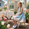 imageFlaryzone ToddlerLittle Girls Ballerina Flat Mary Jane Princess Dress Shoes  Wedding School PartyBluefa16