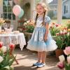 imageFlaryzone ToddlerLittle Girls Ballerina Flat Mary Jane Princess Dress Shoes  Wedding School PartyBluefa16