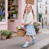 imageFlaryzone ToddlerLittle Girls Ballerina Flat Mary Jane Princess Dress Shoes  Wedding School PartyBluefm12