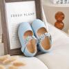 imageFlaryzone ToddlerLittle Girls Ballerina Flat Mary Jane Princess Dress Shoes  Wedding School PartyLight Bluefm15