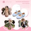 imageFlaryzone ToddlerLittle Girls Ballerina Flat Mary Jane Princess Dress Shoes  Wedding School PartyLight Bluefm15