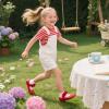 imageFlaryzone ToddlerLittle Girls Ballerina Flat Mary Jane Princess Dress Shoes  Wedding School PartyRedfr65
