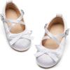 imageFlaryzone ToddlerLittle Girls Ballerina Flat Mary Jane Princess Dress Shoes  Wedding School PartyWhitefa12