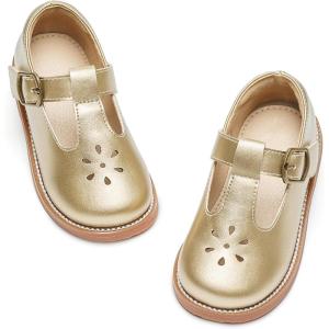 imageFlaryzone Toddler Little Girl Mary Jane School Uniform Oxfords Flat Dress ShoesFa01gold