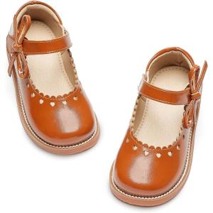 imageFlaryzone Toddler Little Girl Mary Jane School Uniform Oxfords Flat Dress ShoesFa03brown