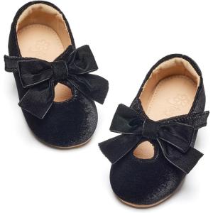 imageFlaryzone ToddlerLittle Girls Ballerina Flat Mary Jane Princess Dress Shoes  Wedding School PartyBlackfa11
