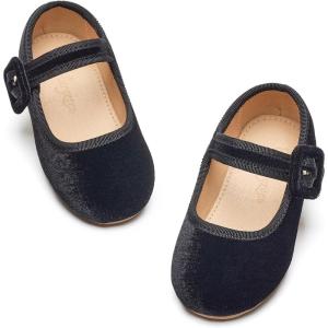 imageFlaryzone ToddlerLittle Girls Ballerina Flat Mary Jane Princess Dress Shoes  Wedding School PartyBlackfa13