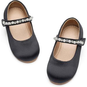 imageFlaryzone ToddlerLittle Girls Ballerina Flat Mary Jane Princess Dress Shoes  Wedding School PartyBlackfa16
