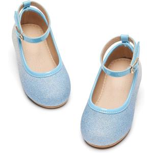 imageFlaryzone ToddlerLittle Girls Ballerina Flat Mary Jane Princess Dress Shoes  Wedding School PartyBluefb01