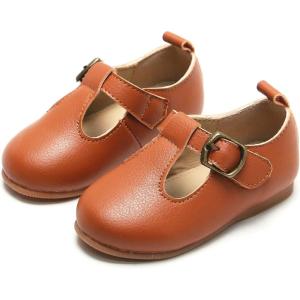 imageFlaryzone ToddlerLittle Girls Ballerina Flat Mary Jane Princess Dress Shoes  Wedding School PartyBrownfr25