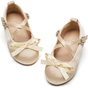 imageFlaryzone ToddlerLittle Girls Ballerina Flat Mary Jane Princess Dress Shoes  Wedding School PartyGoldfa12