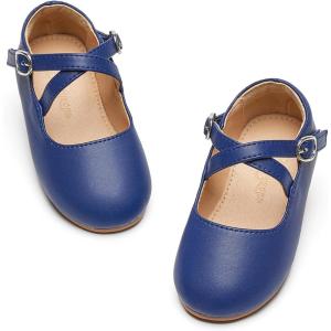 imageFlaryzone ToddlerLittle Girls Ballerina Flat Mary Jane Princess Dress Shoes  Wedding School PartyNavy Bluefr11