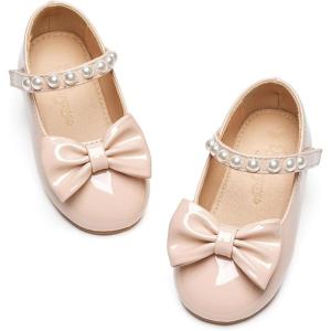 imageFlaryzone ToddlerLittle Girls Ballerina Flat Mary Jane Princess Dress Shoes  Wedding School PartyNudefm17