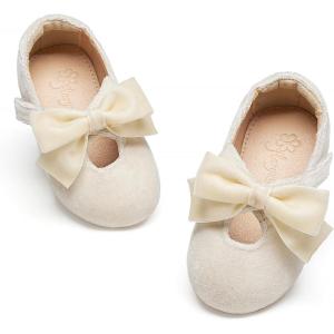 imageFlaryzone ToddlerLittle Girls Ballerina Flat Mary Jane Princess Dress Shoes  Wedding School PartyOffwhitefa11