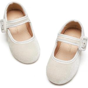 imageFlaryzone ToddlerLittle Girls Ballerina Flat Mary Jane Princess Dress Shoes  Wedding School PartyOffwhitefa13