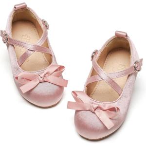 imageFlaryzone ToddlerLittle Girls Ballerina Flat Mary Jane Princess Dress Shoes  Wedding School PartyPinkfa12