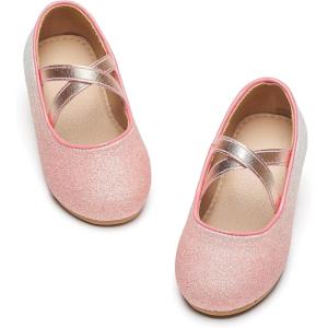 imageFlaryzone ToddlerLittle Girls Ballerina Flat Mary Jane Princess Dress Shoes  Wedding School PartyPinkfa19